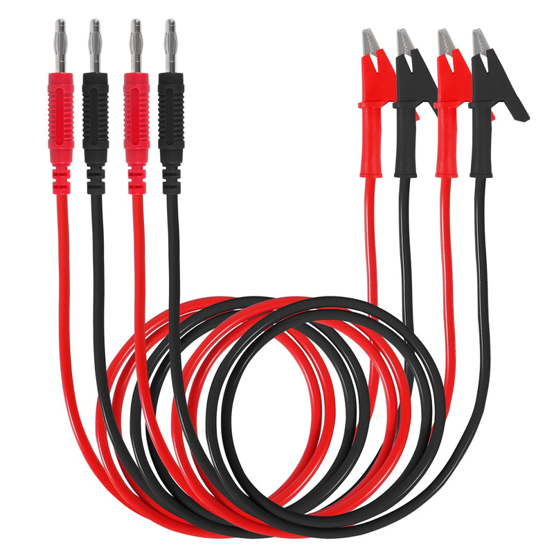 [Australia - AusPower] - 2pcs 4mm Banana Plug to Alligator Clip Test Lead Wire Cable Set 14AWG for Multimeter Oscilloscope 3 Feet DMM Multimeter (4PCS) 4PCS 