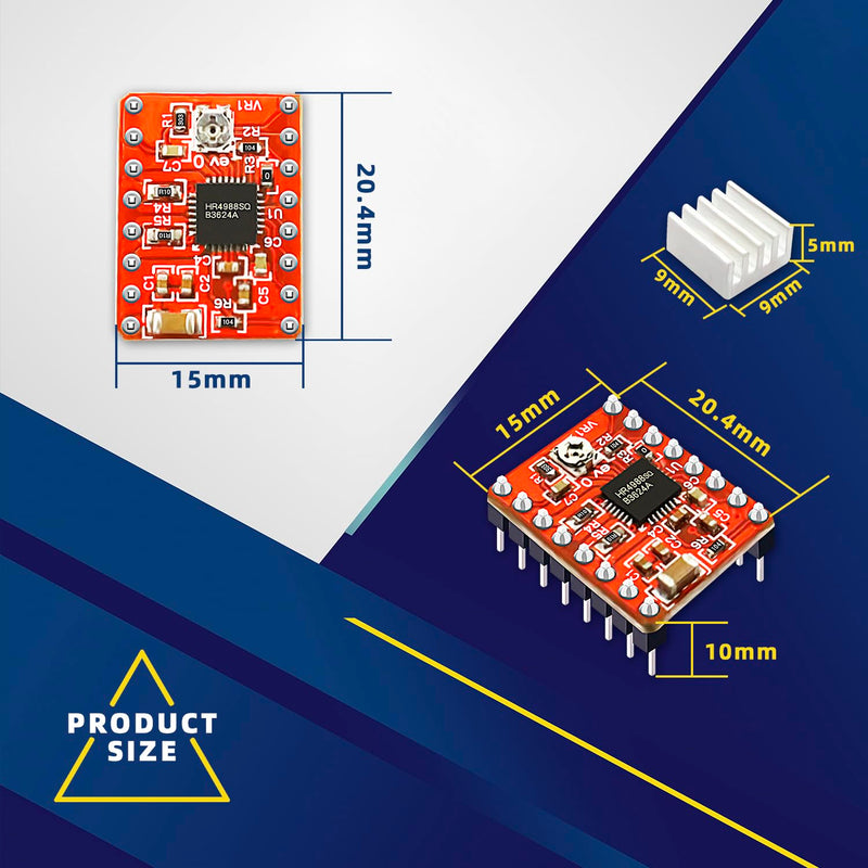 [Australia - AusPower] - 10pcs A4988 Stepstick Stepper Motor Driver Module with Aluminum Heat Sink for 3D Printer Reprap 
