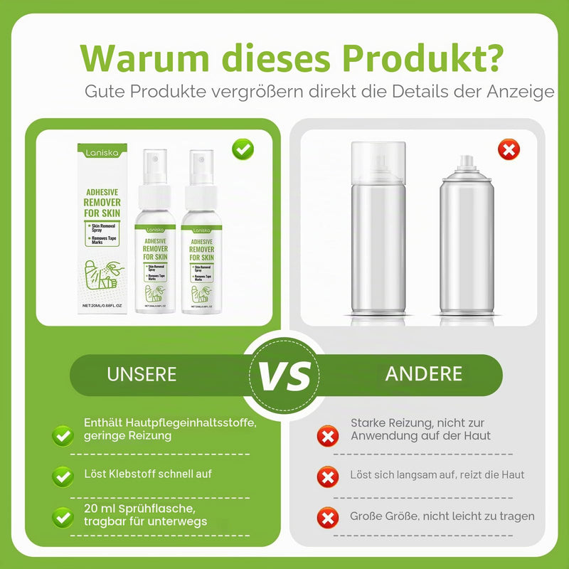 Plaster Remover Spray 20 ml, Set of 2 - Plaster Remover & Adhesive Residue Remover for Gentle Skin - Effective & Skin-Friendly - Includes Lint-Free Cleaning Cloths and Towels B
