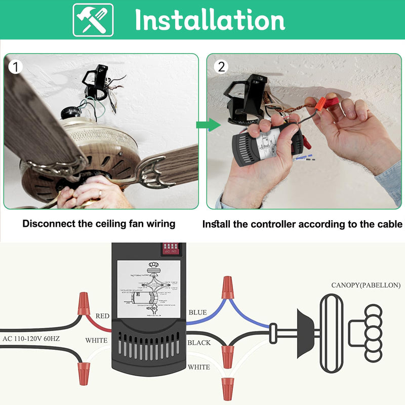 [Australia - AusPower] - Hampton Bay Ceiling Fan Remote, Universal Ceiling Fan Remote Control Kit, 3-Speed, Light Dimmer, Time Delay, Replacement for Hampton Bay Home Decorators Collection Hunter KUJCE10318, 2AAZPHD3/HD3 Remote Control Kit (Hampton Bay) 