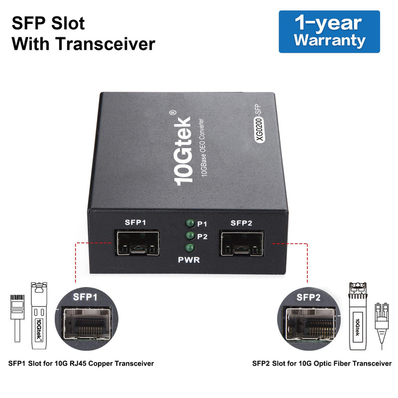 10Gtek SFP+ Media Converter G0200-SFP (Kit #33), 10GBase-T Reach 30 Meters, SFP+ LR Module, 10 km, SMF, 1310 nm Kit#33: 10km X1