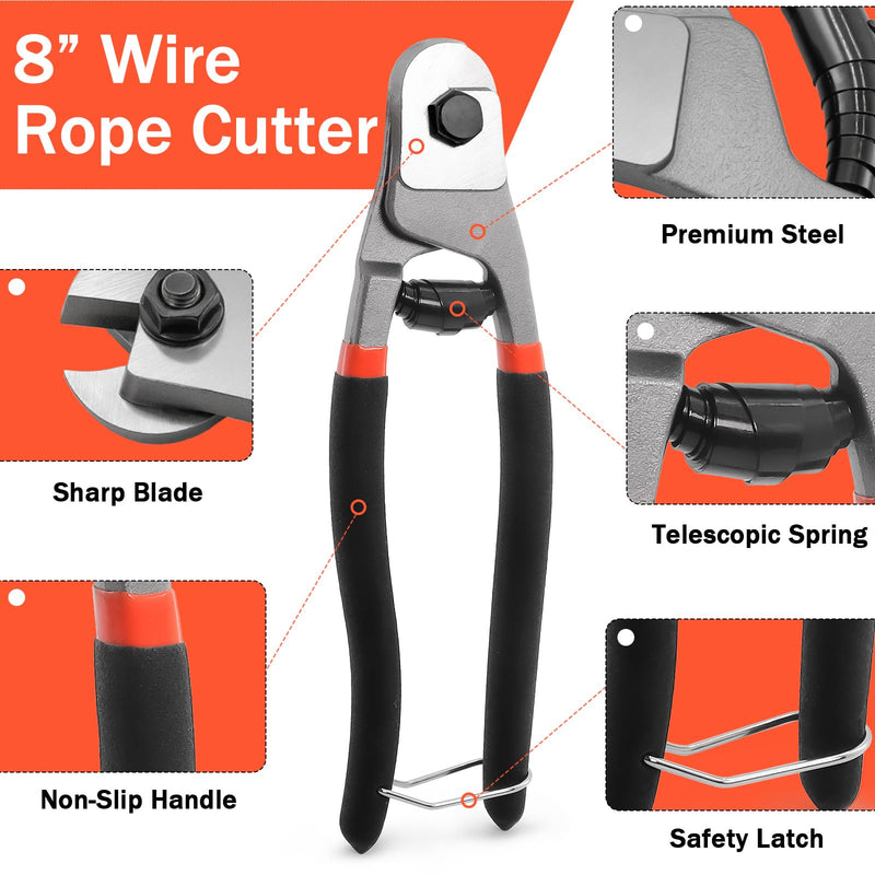 3Pcs Bolt Cutter Set with 14" Heavy Duty Bolt Cutter,8" Mini Bolt Cutter,8" Wire Rope Cutter & Storage Bag for Cutting Locks,Padlocks,Chains,Steel Cable,Barbed Wire,Iron Rod,Metal,Fence