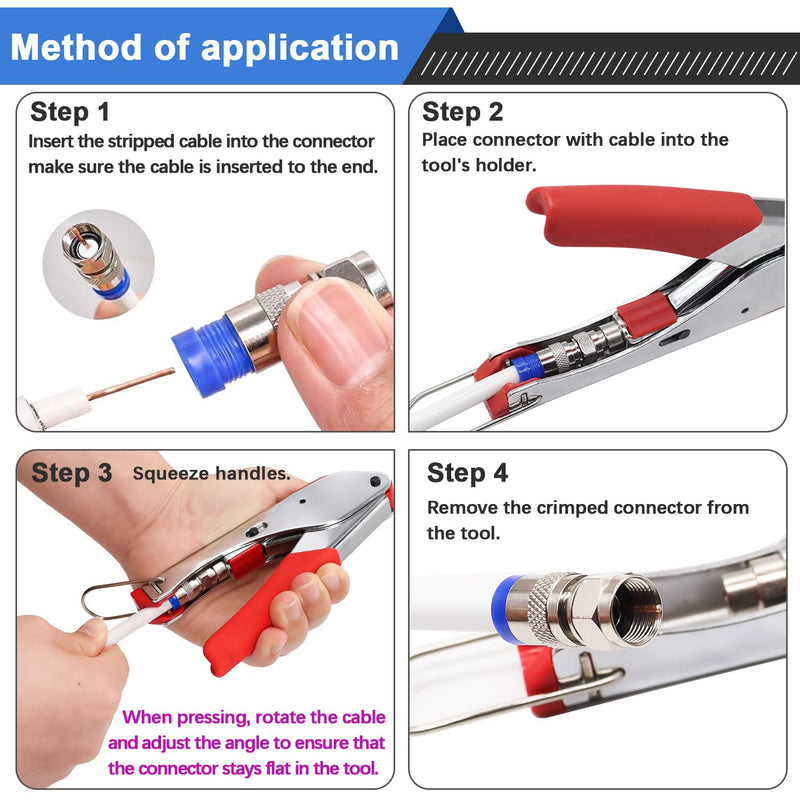 [Australia - AusPower] - mxuteuk RG59 RG6 Coax Cable Crimper Tool Coaxial Compression Tool Fitting Wire Stripper With 5PCS F Type RG6 Compression Connectors 