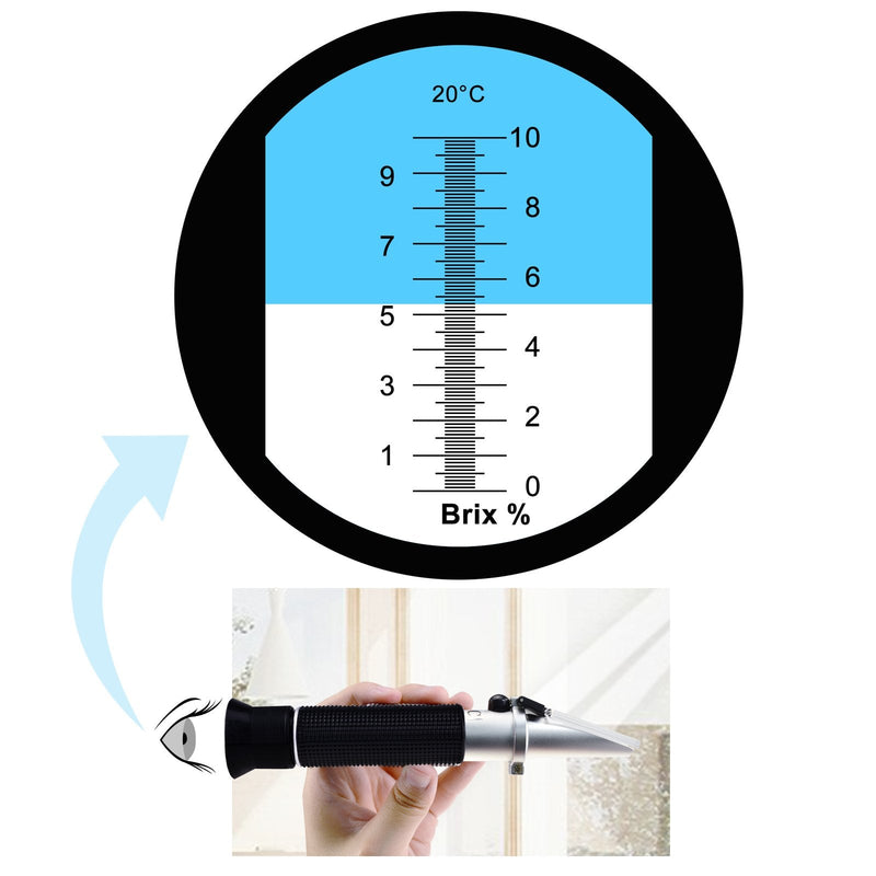 [Australia - AusPower] - 0-10% Brix Refractometer with ATC Low-Concentrated Sugar Solutions Accuracy 0.1% Synthetic Machining Coolants Maple Sap Cutting Liquid CNC Maple Syrup Makers Tea 