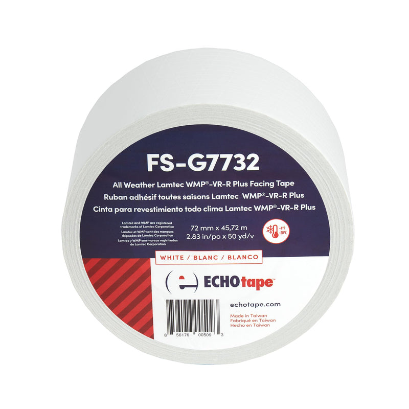 ECHOtape FS-G7732 All Weather Lamtec WMP-VR-R Plus Facing Insulation Tape - High Performance Adhesive Tape for Construction 2.83 in x 50 yds / 72mm x 45.72m White
