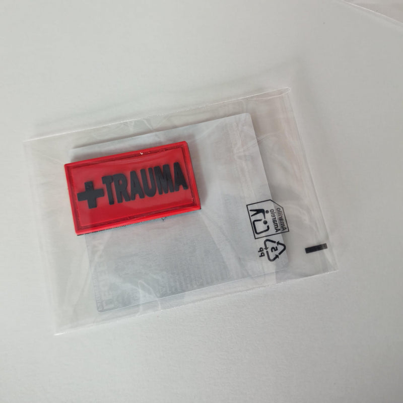 Trauma Identification PVC Patch - Medical Gear Label, 1 x 1.75 Inch, Red and Black, Back for EDC Kits, Backpacks and Gear Panels