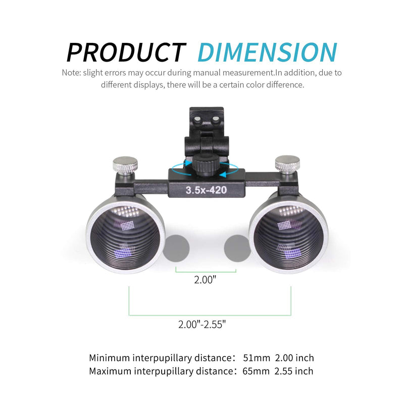 [Australia - AusPower] - Dental Binocular Loupes 3.5 x 429mm Magnifier (Blue) Blue 