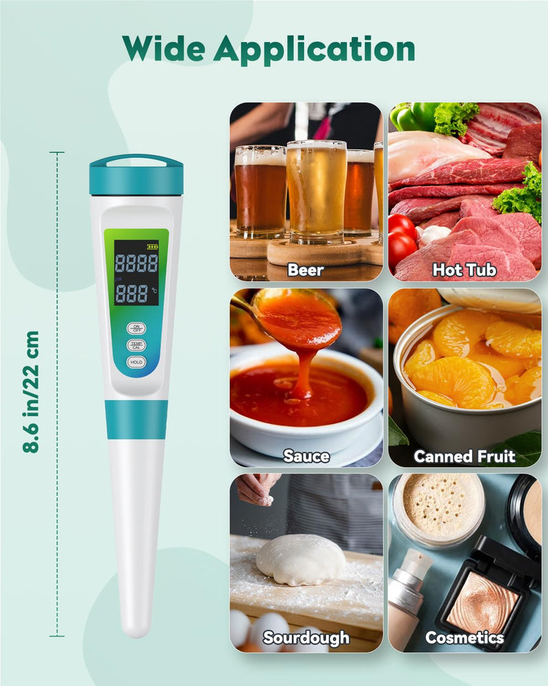 [Australia - AusPower] - Pawfly Digital pH Meter for Food High Accuracy pH Tester for Sourdough and Bread, Food pH Meter for Fermentation pH Test Pen for Fermenting, Sausage, Canning, Meat, Cheese and Water 