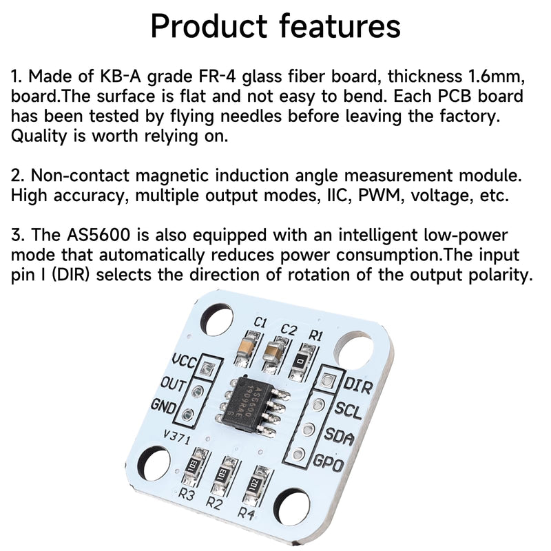 [Australia - AusPower] - 6pcs AS5600 Magnetic Encoder Non-Contact Magnetic Induction Angle Measurement Sensor Module 12bit, I2C, PWM, high Precision,Equipped with Multiple Output Modes and Intelligent Low-Power Modes 