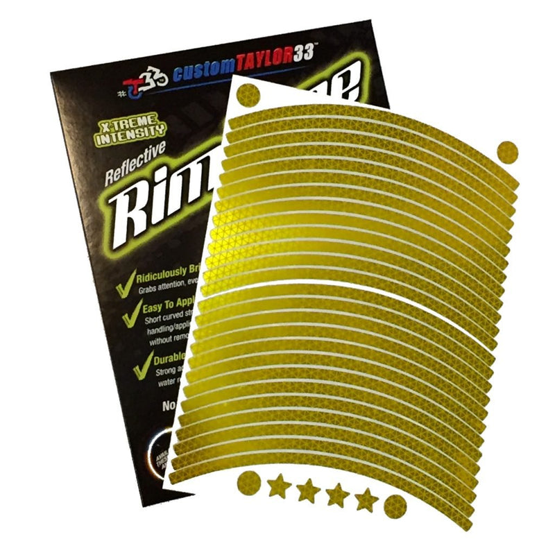 customTAYLOR33 (All Vehicles Yellow/Gold High Intensity Grade Reflective Copyrighted Safety Rim Tapes (Must Select Your Rim Size), 17" (Rim Size for Most SportsBikes) 17" (Rim Size for Most SportsBikes)