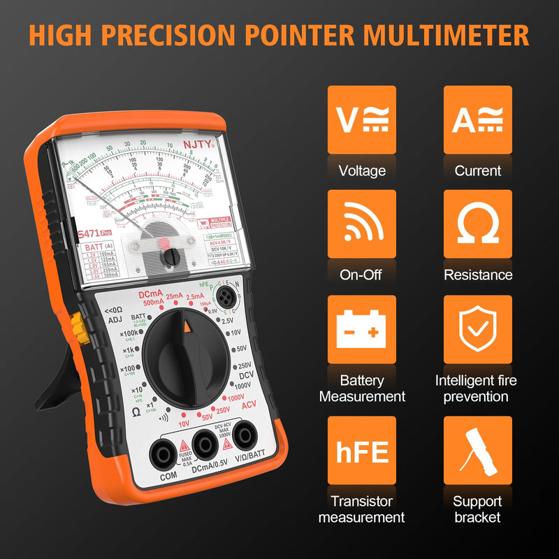 [Australia - AusPower] - Multimeter Combo Pack – Analog Needle Meter (S471) + Auto-Ranging Digital Multimeter (T3), for AC/DC Voltage, Current, Resistance, NCV, Battery Load Test & More 