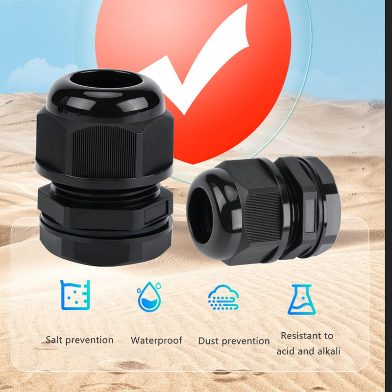[Australia - AusPower] - 10 Pack Waterproof Cable Gland, NPT 1/2" Thread(6-12mm),Waterproof Strain Relief Cord Connector Grip,Made of PA66 Material NPT 1/2" (10Pcs) Black 