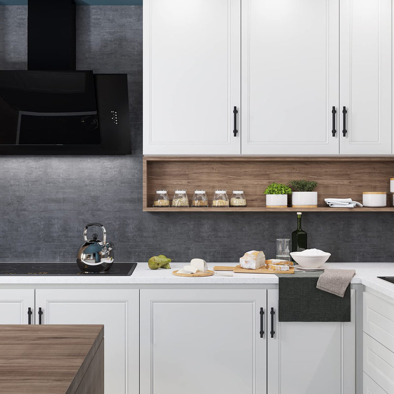 Black Cabinet Handles Black Cabinet Pulls 10 Pack 4 Inch Hole Center | Modern T-Bar Shape with Round Base, 6-3/8 Inch Overall Length, Easy Installation for Cabinets & Drawers