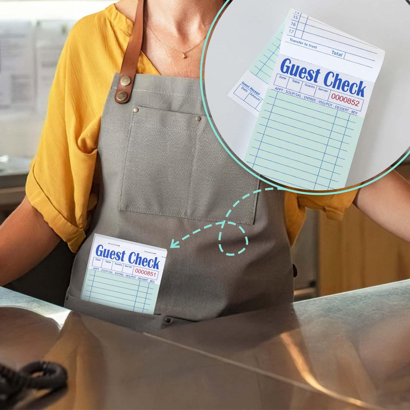 [Australia - AusPower] - Guest Check Books for Servers, 5 Pack of EP-3632-1 Server Note Pads, Thick Server Paper with Guest Receipt, Waitress Notepads - 250 Orders Total (Green, 6.75"x3.5") 5 Pack--Green 