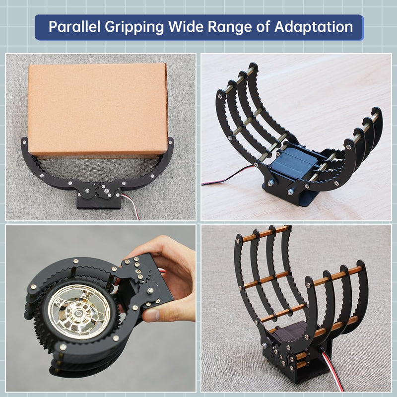 [Australia - AusPower] - Robotic Claw Full Metal Wave Edge Clamp Robot Hand Gripper Grabber, 1LB Max Grab Weight & 0-9in Open Range High Torque Robotic Arm Replace Claw Robot DIY, Mechanical Claw with Servo and Tester with servo & tester 