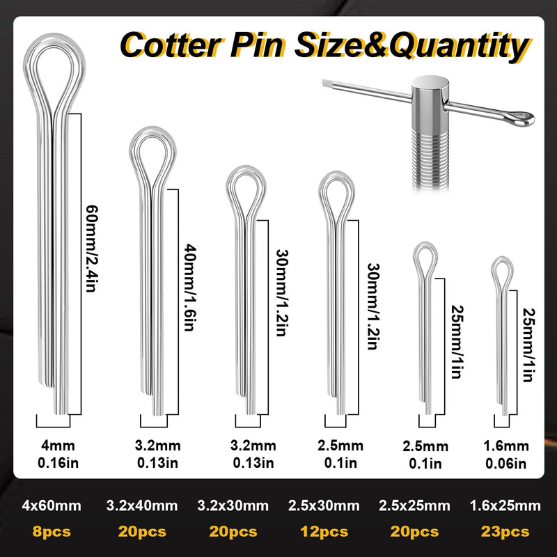 [Australia - AusPower] - 200pcs 13-Values Cotter Pin Assortment Kit 304 Stainless Steel Cotter Pins Hitch Pin Clip Tractor Cotter Pin Used for Hitch Pin Lock System, Trucks, Engine Repair in Towing Hitch Clips & Pins 