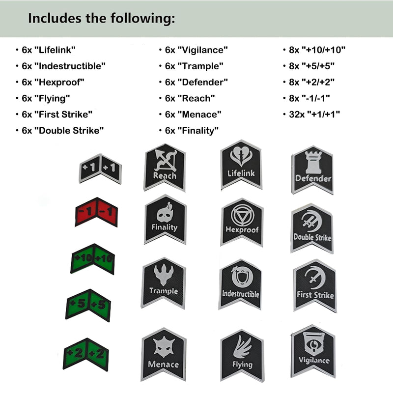 [Australia - AusPower] - MTG Abilities Keywords Counter Wheel, Black Token Tracker 7.5 inch Diameter,123-Piece Keyword and Life Counter Bulk Tokens MTG, TCG, Cards Gaming Accessories 