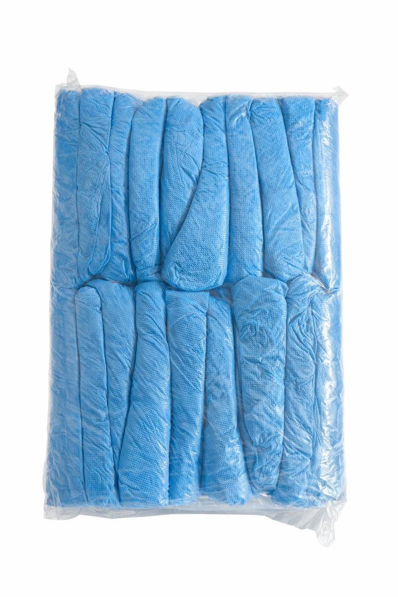 Pack of 100 Blue Overshoes - CPE Disposable Shoe Covers Waterproof & Tear-Resistant - Universal Size up to Size 47 - For Craftsmen & Hygiene Areas