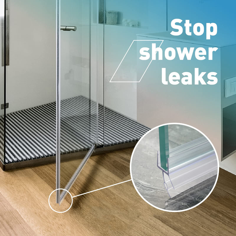 Shower Door Bottom Seal,2 PCS 5/16" X 36" Shower Door Sweep for 5/16 Inch Glass,Frameless Glass Door Seal Strip to Seal 22mm Gap,Stop Shower Leaks and Create a Water Barrier For 5/16" Glass