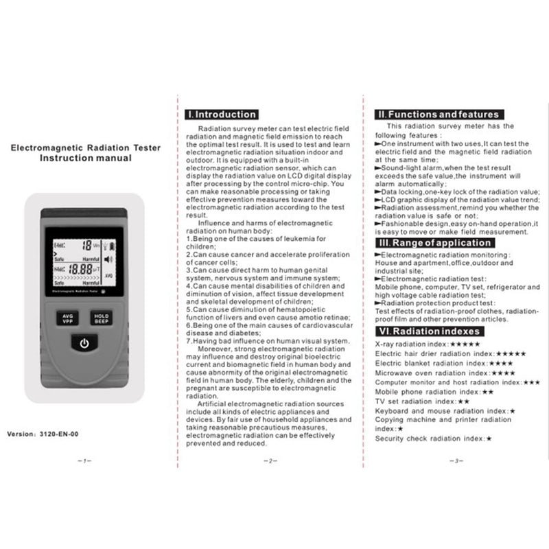 [Australia - AusPower] - Electromagnetic Radiation Detector, Digital Electromagnetic Field Radiation Tester Hand-held Digital LCD EMF Detector for Detecting Electric and Magnetic Field Radiation 