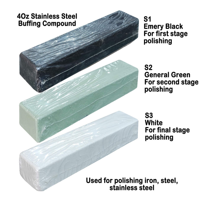 [Australia - AusPower] - Metal Polishing Compound Kit 20Oz, Total 5Pc Buffing Compound Bars, with 4Oz Each, Black, Green, White, Brown Tripoli, All-Purpose Blue, for Polishing Iron, Steel, Stainless Steel, Aluminum & Brass 
