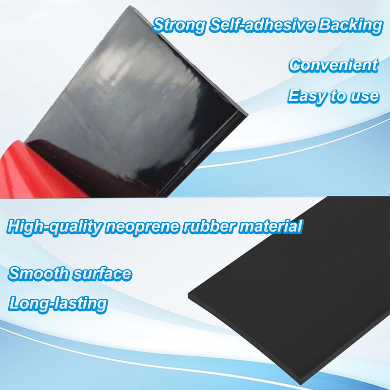 Adhesive Rubber Strips 2" Wide x 1/16" Thick x 20' Long Neoprene Rubber Strips with Adhesive Backing Neoprene Rubber Sheets, Rolls & Strips for Matting Padding, Insulation Cushion DIY Gaskets