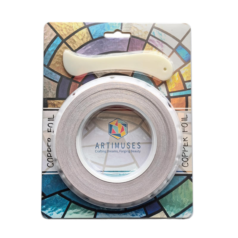 ARTIMUSES 7/32 Inch Silver Backed Copper Foil Tape for Stained Glass,36 Yards (2Rolls) 7/32 in