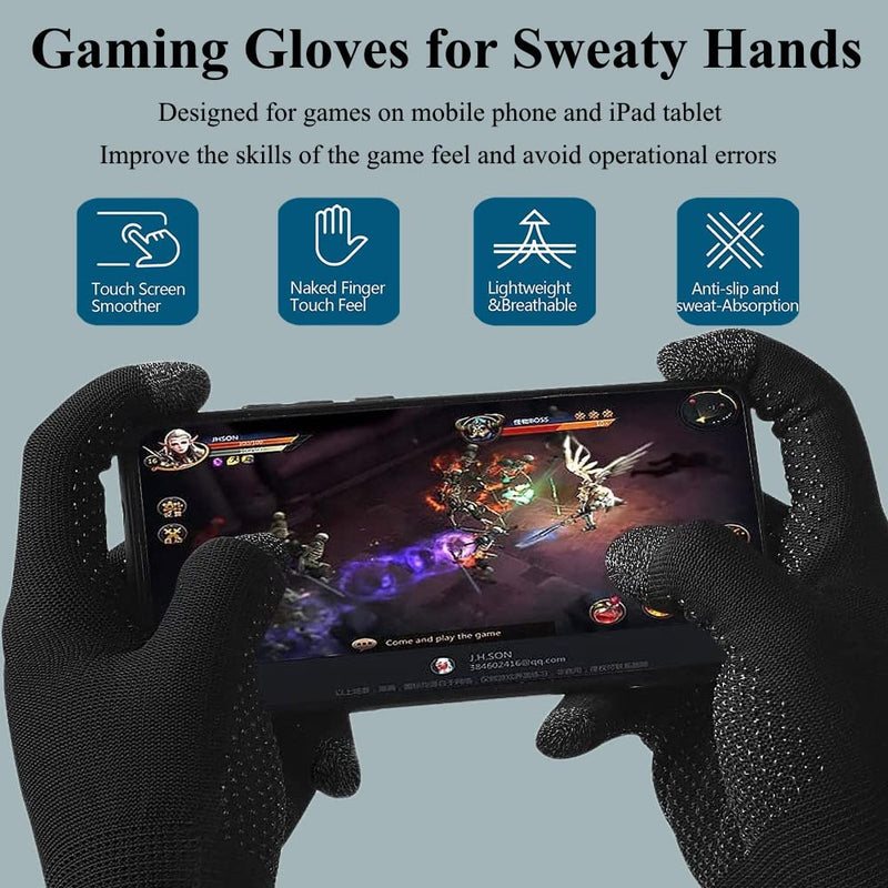 [Australia - AusPower] - Touchscreen Gloves for Sweaty Hands, High-Sensitive Anti-Sweat Breathable Seamless Gaming Gloves for Tablet iPad/Mobile Phone PUBG Game Gloves for Gaming 