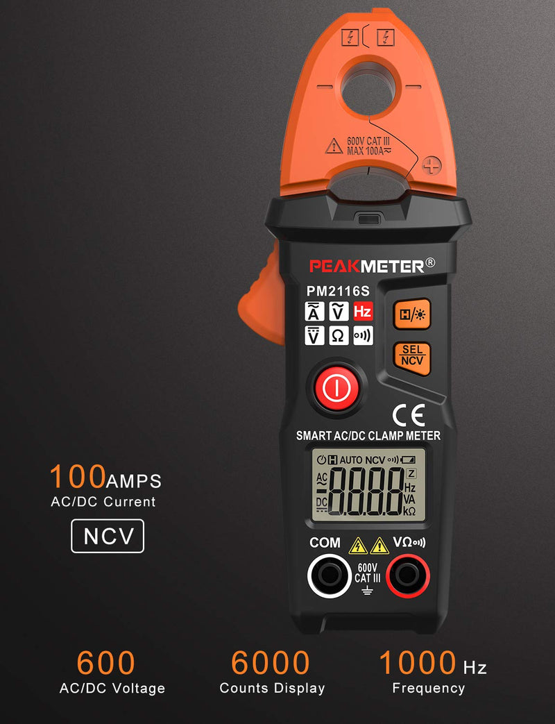 Full-Automatic Clamp Meter, TRMS 6000 Counts Multimeter with AC/DC Voltage & Current, Resistance, Continuity, Frequency, Detect; Auto-ranging Amp Volt Ohm Meter Voltage Tester with NCV