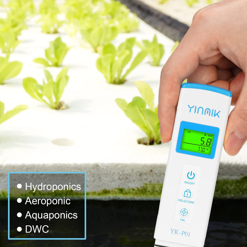 [Australia - AusPower] - pH Meter, Digital pH Tester for Hydroponics, pH Temp Meter with Horizontal Display for Pool, Spa, Hot Tub, Indoor Plants, Koi Ponds, Drinking Water, Wine Beer Making, Aquarium, Aquaculture Blue pH Meter 