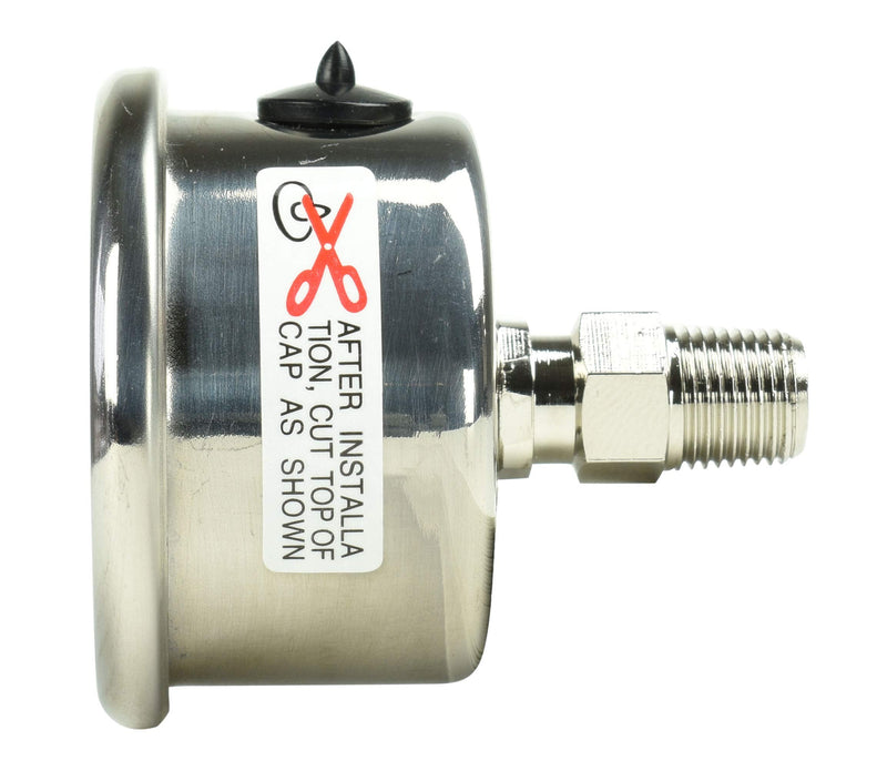 [Australia - AusPower] - 1-1/2" Fuel Pressure Gauge, Stainless Steel Case 304, Chrome Plated Brass Connection, Glycerin Filled, 0-15 Psi, Accuracy 3-2-3%, Back Mount 1/8" NPT Black Dial 15 PSI Back Mount Balck Dial 