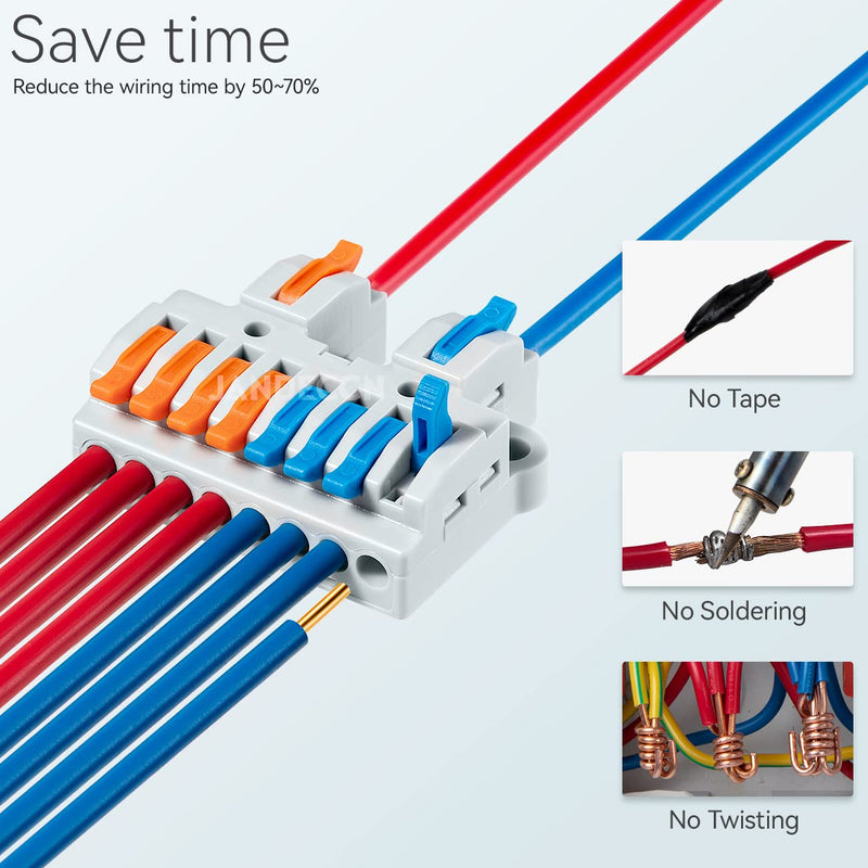 [Australia - AusPower] - 6pcs DIN Rail Terminal Blocks, DIY Splicing Wire Connectors for Circuit Inline 18-12AWG (2 in 8 out) 2 in 8 out 