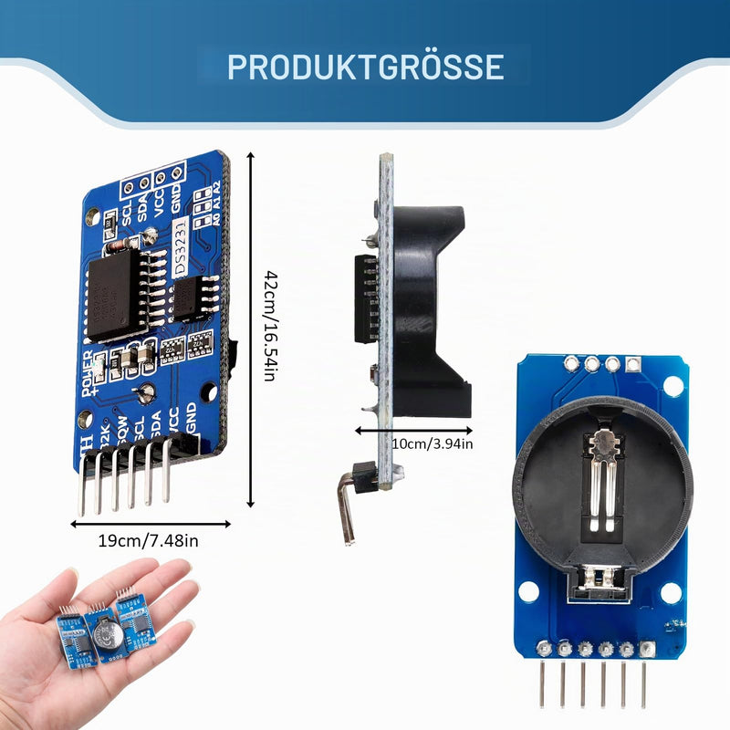 Module Precision Clock Modules, 3 x Real Time Clock RTC, DS3231 AT24C32, High Precision Real-time Clock Module, Includes I2C, Compatible with Arduino and Raspberry Pi, Data Storage