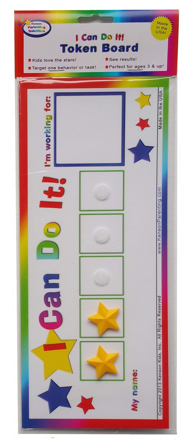 [Australia - AusPower] - I Can Do It! Token Board. Colorful Magnetic Rewards Chart with Positive-Reinforcement Stars and Customizable Goal Box. Great for Ages 3-10. Measures 5-Inches by 11-Inches 