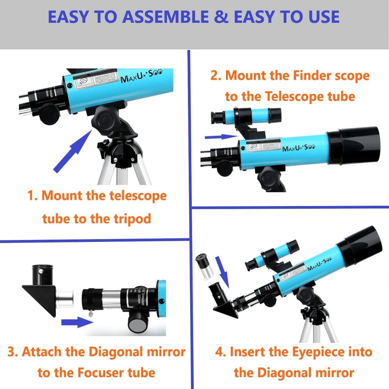 Lunar Telescope for Kids and Astronomy Beginners, Refractor Telescope with Finder Scope and 3 Eyepieces, Travel Telescope with Compact HD Binoculars for Moon Viewing Bird Watching Sightseeing F360X50+8X21 (Telescope+Binoculars)