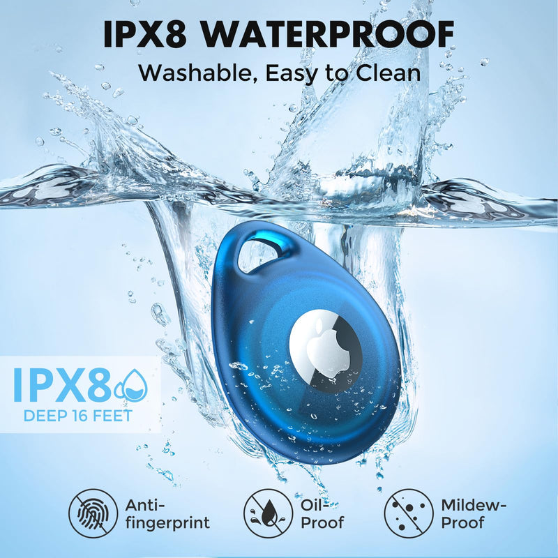 [Australia - AusPower] - UNBREAKcable AirTag Holder, [4-Pack] IPX8 Waterproof AirTag Keyring Cover Case for Apple AirTag, Full-Body Covered AirTag Holder for Pet Collar, Keys, Bags 