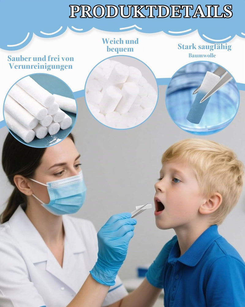Pack of 100/200 Nose Stoppers Nampons Against Nosebleeds Percent Strong Absorbent Cotton Rolls Soft Gauze Rolls Stop Plugs for Emergency or Accident Suitable for Babies Under