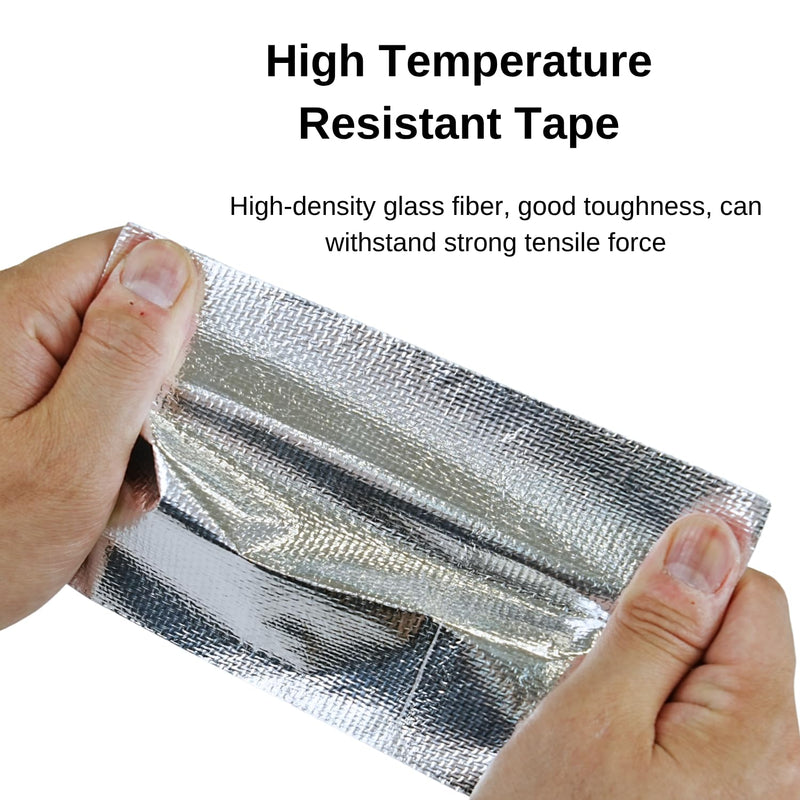 [Australia - AusPower] - CHUANGSEED Adhesive Aluminum Foil Fiberglass Heat Shield Tape 2in x 90ft, Reflective Material Cool Tape Self-Adhesive for HVAC, Pipe, Auto,High Temp Protection 