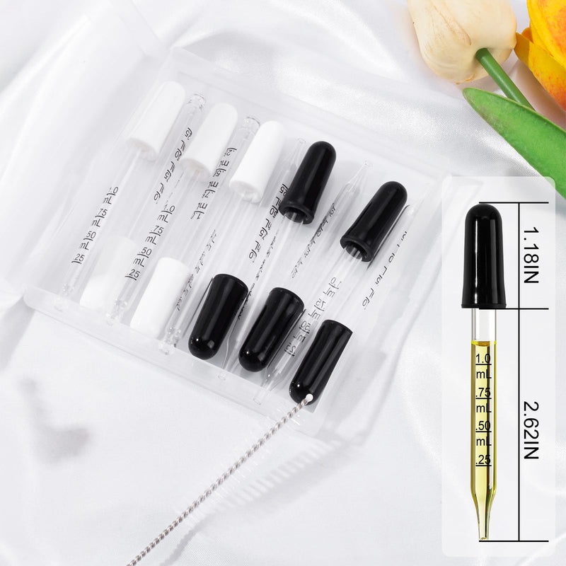 [Australia - AusPower] - 10Pcs Eye Dropper with Durable Rubber Head, 1ml Glass Dropper, Liquid Droppers for Oils, Eye Droppers for Medicine, Precise Pipette Droppers for Crafts, Essential Oil, Food 