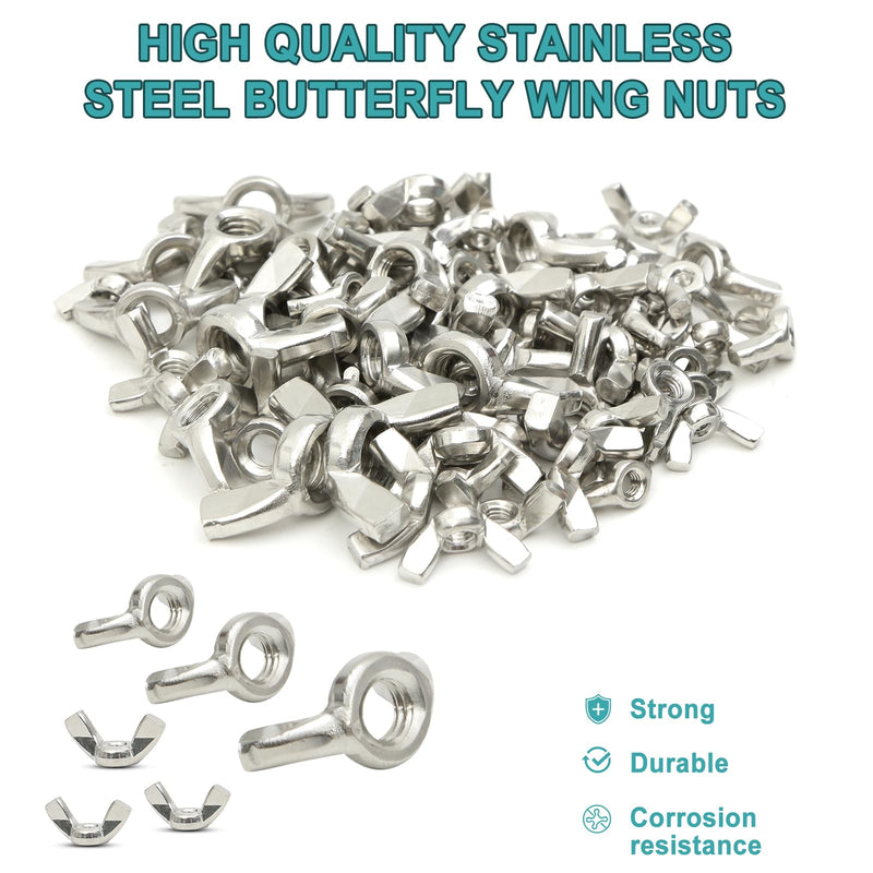 [Australia - AusPower] - 39 PCS Wing Nuts Assorted kit 1/4"-20 5/16"-18 3/8"-16 304 Stainless Steel Wing Nut Fasteners,Butterfly Wingnut,Hand Twist Secure Fasteners Imperial 