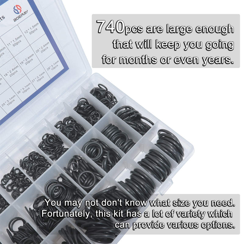 [Australia - AusPower] - 740pc Universal O Rings Assortment in 24 Sizes with 4pc Tools | Rubber O Rings Kit for Faucet Plumbing Automotive Repair | Nitrile Rubber Oring Kit 