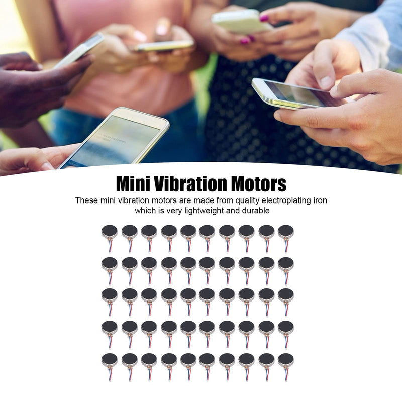 [Australia - AusPower] - Pack of 50 Mini Vibration Motors DC 3V 12000 RPM 10 x 2.7 mm Anti-Interference Flat Coin Micro Vibration Motor for Mobile Devices 