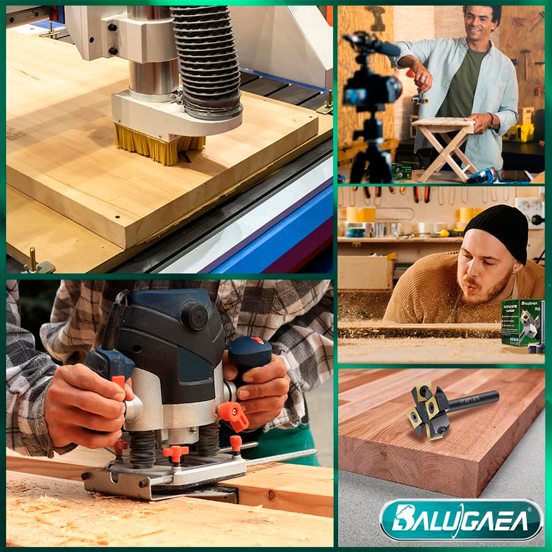 [Australia - AusPower] - BALUGAEA 8mm Shank Face Router Bit - 38.1mm Cutting Diameter - Fitted with 4 Interchangeable TiN Coated Carbide Blades 12x12mm 4Z S=8mm D=38,1mm L=60mm black 