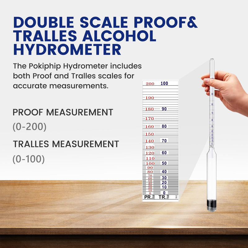 [Australia - AusPower] - Hydrometer Alcohol Meter Kit, Hydrometer Alcohol 0-200 Proof & Tralle with Hydrometer Test Jar, Alcohol Proof Tester Hydrometer, Alcohol Tester for Liquor, Distilling Moonshine Alcoholmeter 