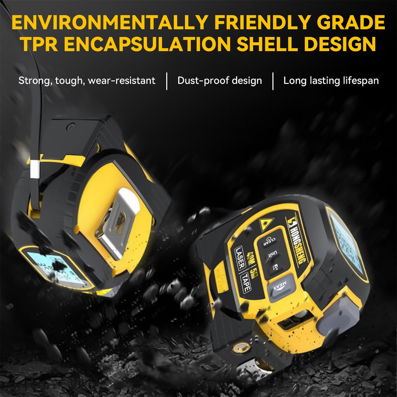 The Ruler 3-in-1 Measuring Tape, Tools Tape Measure, 3-in-1 Rangefinder with Led Display, 3 in 1 Digital Tape Measure with Cross Line, AutoLock, Measure Area, Volume, Pythagorean, Best Gift for Man Yellow 1Pc