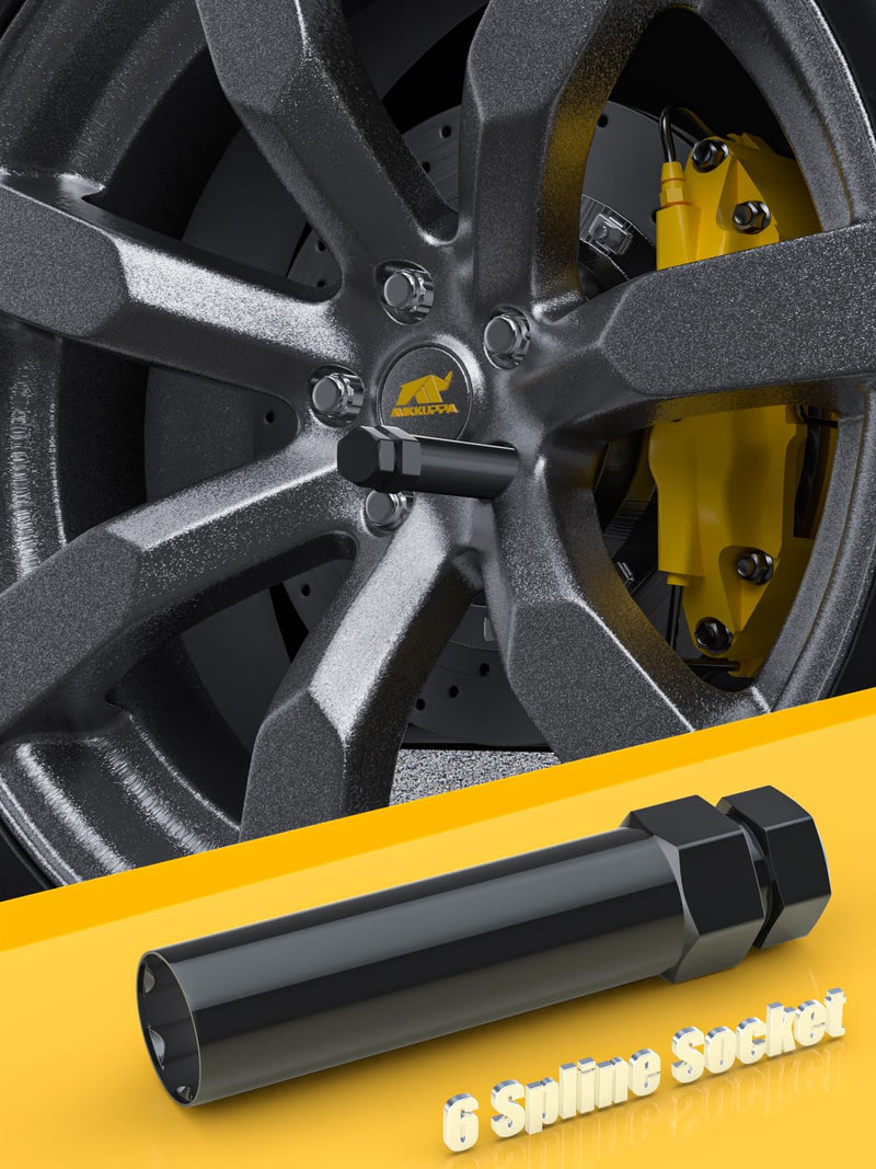 [Australia - AusPower] - MIKKUPPA 6 Point Spline Lug Nuts Tuner Socket Key Tool - with 17mm Hex for 1/2-20 12x1.5 12x1.25 Black Lug Nut Socket 6 Spline - 1 Pack 