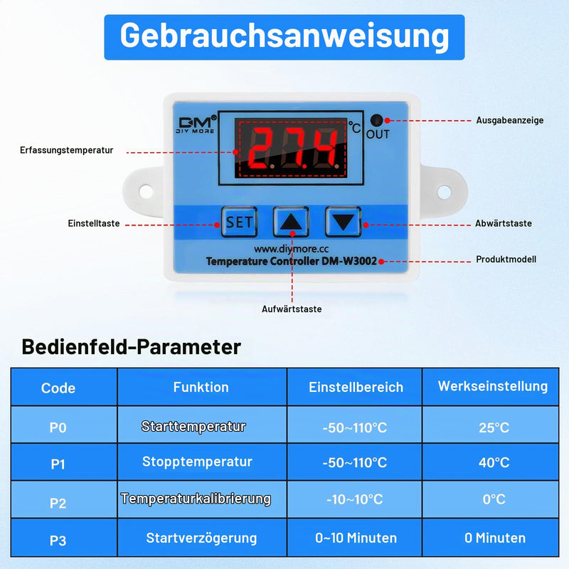 diymore Digital Temperature Controller AC 110V-220V Microcomputer Thermostat Controller Switching Module