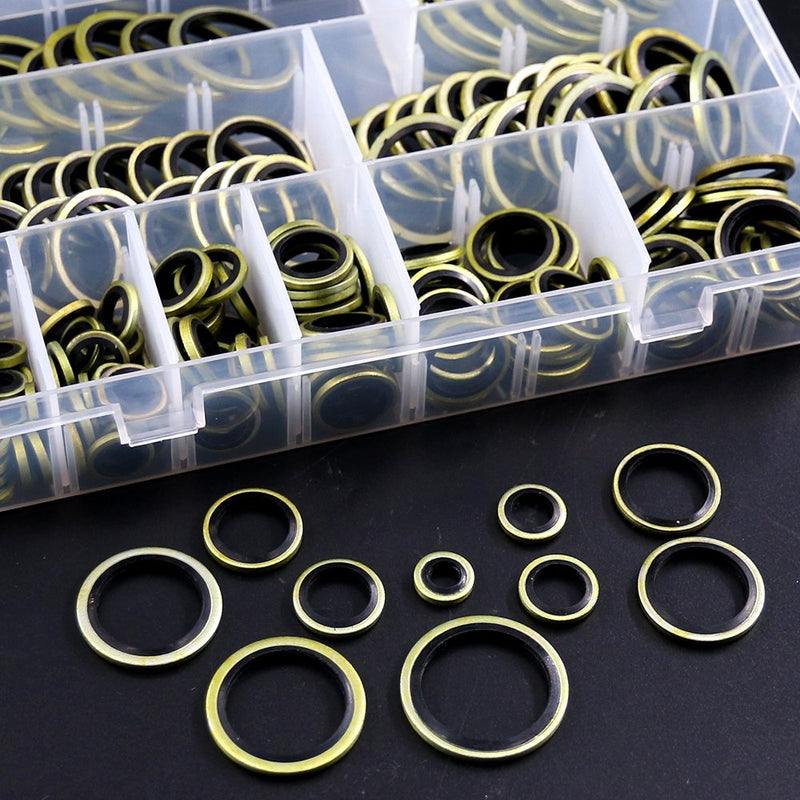 [Australia - AusPower] - Hilitchi 180-Pcs Metric Dowty Bonded Seal Oil Washer Assortment Kit - 10-SIZE: M6 to M24 gold 
