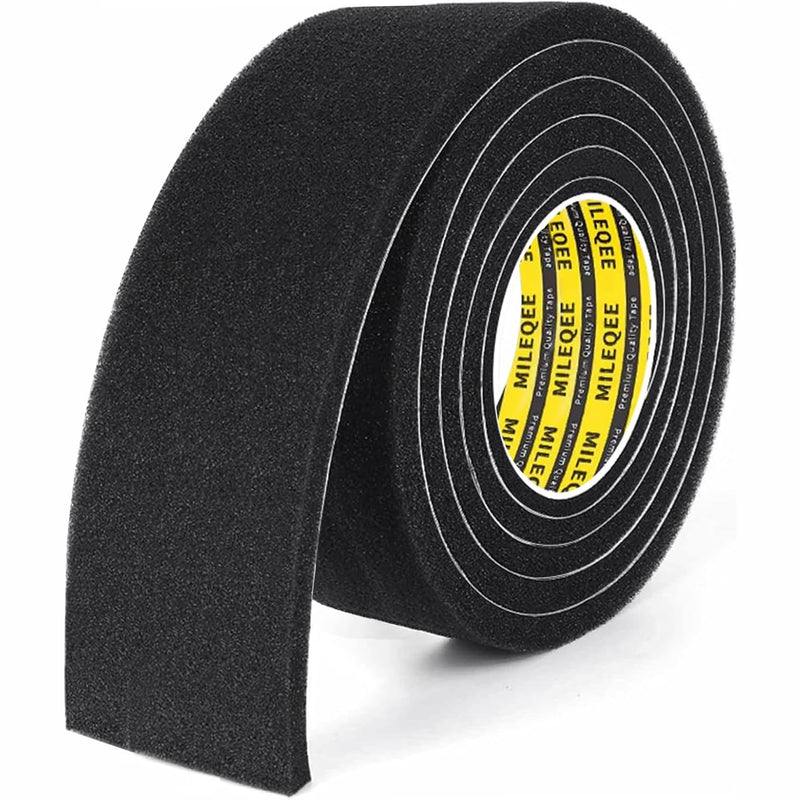 Single-Sided Adhesive Foam Tape Low-Density, Super Soft Easy Adjust Sealing Strip for Window Door Air Gap, Sponge Draft Blocker and Sound Reducer, 1.96in x 6.6FT Black 1PACK 1.96in x 6.6FT