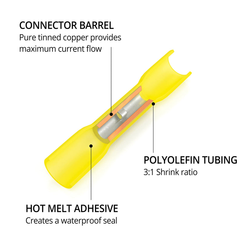 [Australia - AusPower] - Wirefy 180 PCS Heat Shrink Butt Connectors Kit - Marine Grade Wire Butt Splice Connectors - Electrical, Waterproof - 22-10 AWG | Heat Shrink Wire Connectors Kit | Wire Connectors Heat Shrink Butt Connector Kit - 22-10 AWG 